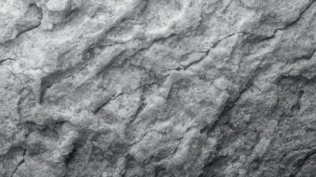 Detailed close up of rough gray stone surface featu intricate cracks and weathe patterns creating a raw and textured aesthetic design. photo