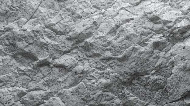 Close-up shot of a rugged, grey rock surface showcasing intricate details and textures that create a natural stone abstract pattern. photo