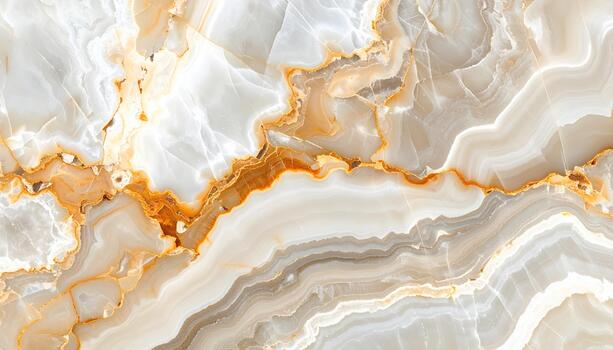 The beautiful golden veined white onyx stone creates an elegant and luxurious natural marble surface with swirling patterns and rich texture. photo