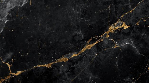 Elegant black marble stone texture background with intricate gold vein patterns creating a luxurious and sophisticated natural surface design. photo