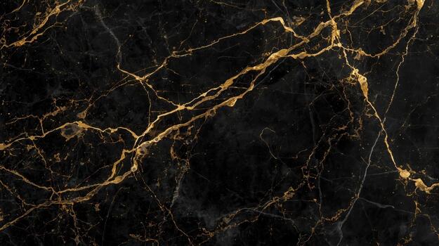 Elegant black marble background texture displays shimme gold vein patterns creating a sophisticated abstract design for luxury surfaces. photo