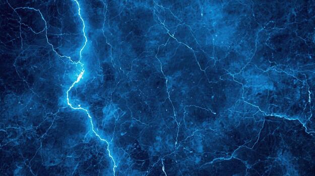 Electric blue marble texture background with bright lightning streak creating a striking and visually dynamic abstract design for presentations photo