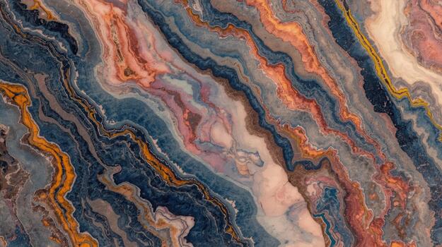 Multicolored agate stone displaying mesmerizing natural patterns and textures in a mesmerizing, flowing organic abstract design throughout picture. photo