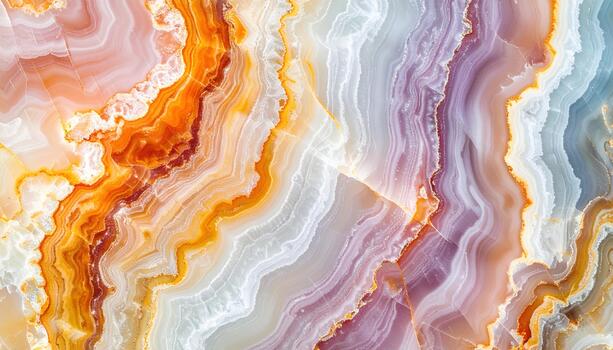 An abstract view showcasing the intricate swirls and colorful bands of an exquisite polished agate stone creating a natural pattern and design. photo