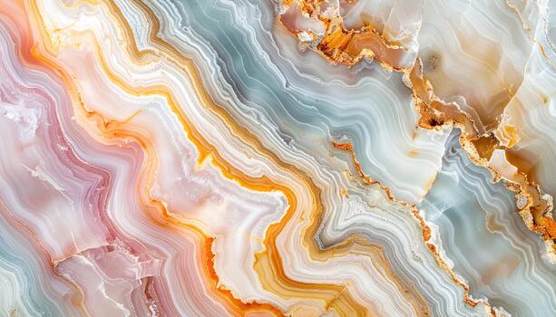 Abstract design featu swirling pastel colors of white orange blue and pink creating a beautiful elegant and flowing marble like texture. photo