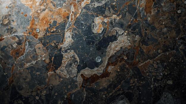 Dark grey marble slab displays intricate veining and texture, offe a unique and natural background for sophisticated design projects. photo