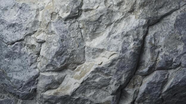 A close up detailed shot of a weathered rock surface showing many cracks and crevices, with shadows creating a textured, natural pattern. photo
