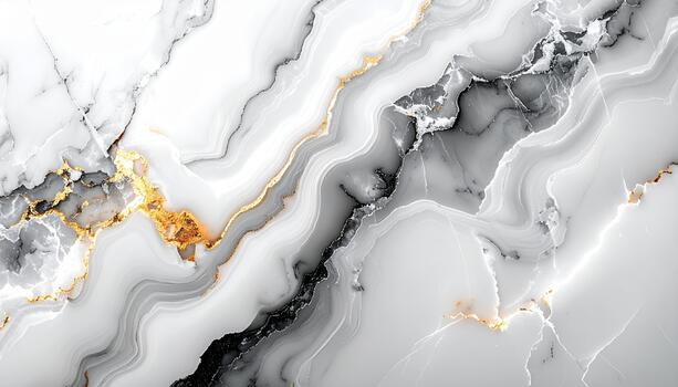 White marble with beautiful gray and gold veins creating an abstract swirling pattern perfect for elegant luxury backgrounds and textures. photo
