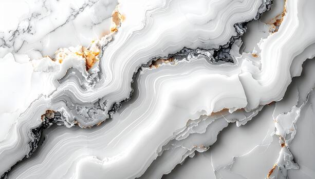 Luxurious white marble texture reveals elegant layers and intricate patterns of gray and gold veining in a visually stunning backdrop. photo