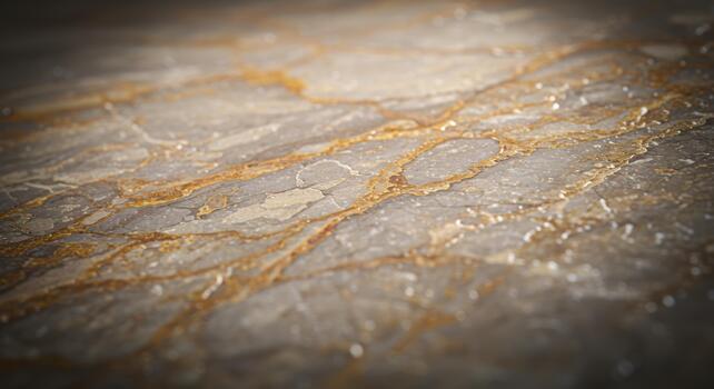 A close up perspective showcasing the intricate gold veining and subtle texture details of a luxurious marble surface for design applications. photo