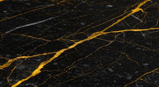 Abstract black marble background with delicate gold veins creating a luxurious natural stone texture perfect for elegant designs and surfaces. photo