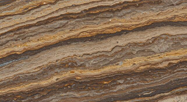 Close up texture of brown and beige layered sedimentary rock shows natural geological patterns creating unique abstract earth tone background. photo