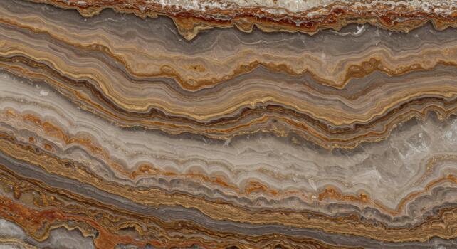 A captivating close up of banded agate shows intricate layers of brown gray and white creating an organic abstract pattern for backgrounds. photo