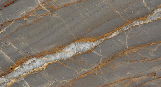 Abstract grey marble stone with golden and white veins forming diagonal pattern across a textured surface creating a natural stone aesthetic. photo