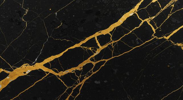 Elegant black marble with striking golden veins creates a luxurious and sophisticated surface pattern for interior design applications. photo