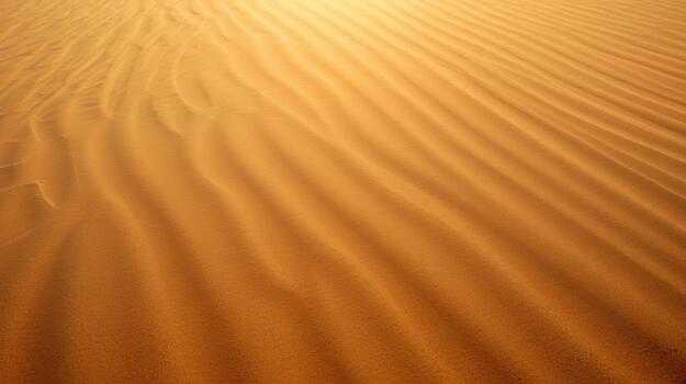 ondas y olas crear fascinante patrones en el dorado arena dunas de un vasto Desierto paisaje debajo el brillante Brillo Solar en el tarde. foto