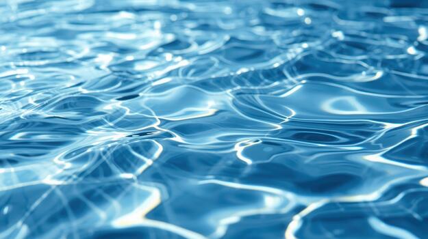 The sunlight dances on the surface of the pristine blue water, creating mesmerizing patterns of light and shadow on a clear summer day. photo