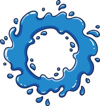 Blue Water Splash Circle Illustration with Droplets in Dynamic Shape and Fluid Style vector