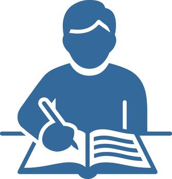 An Icon of a Student Writing in a Notebook, Symbolizing Education vector
