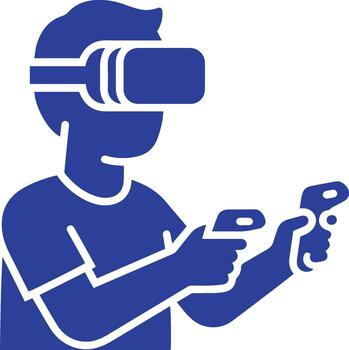 Icon of a Person Playing VR with a Headset and Controllers vector