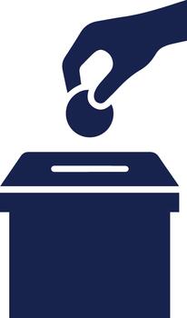 An Icon of a Hand Dropping a Coin into a Donation Box vector