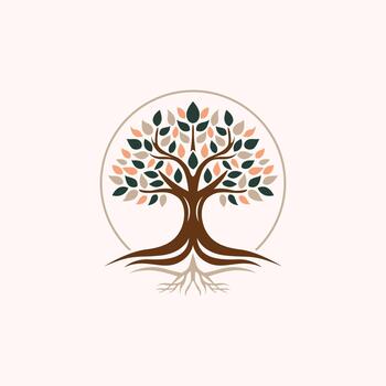 Modern circular tree logo featuring clean lines and balanced shapes, creating a minimal, stylish, and nature-inspired emblem for contemporary branding. vector