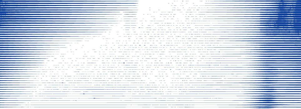 Blue distressed line pattern texture. Horizontal striped glitch background. Damaged image scan effect concept wallpaper. Linear halftone photocopy scratches backdrop. Worn paper punk bg print. vector