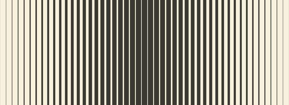 Retro linear halftone gradation texture. Parallel repeating stripe transition background. Fading thick to thin line gradient pattern. Wide vertical strip wallpaper with Doppler effect concept. vector