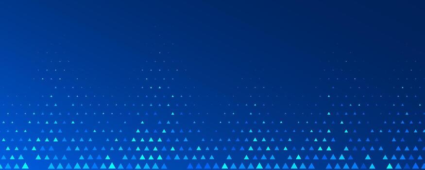 azul neón triángulo textura. resplandor flecha geométrico antecedentes. tecnología triangular mosaico modelo fondo de pantalla. Moviente arriba flecha trama de semitonos degradado para cuidado de la salud bandera, negocio folleto, Ciencias póster vector