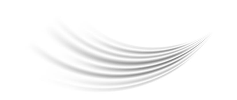 Grey wind lines effect. Air stream flow wave motion trace. Light curved speed element. Swoosh or swash stripe path design illustration. Air conditioner blow concept. Twirl background vector