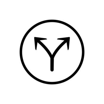 Two arrow double direction option way. Fork path two pathway multi traffic traffic icon vector