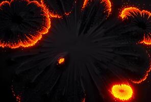 abstrakt blommig former lysande med eldig ljus i en mörk Plats skapande en dramatisk och fängslande visuell effekt med en känsla av mysterium och intensivt video