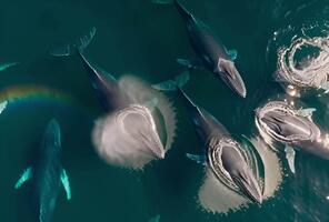 puckelrygg valar bubbla netto matning i de hav skapande en fascinerande visa av lagarbete och naturlig skönhet visa upp de intelligens av marin li video