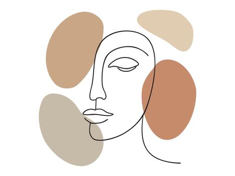 Minimalist line art face with abstract geometric shapes, illustration. concept of simplicity, modern art, abstract expressionism, minimal design, aesthetic decor, creativity vector