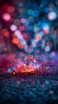 Exploding Sparks and Magical Bokeh Lights Create a Fiery Spectacle photo