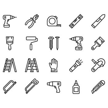 Icons of various essential tools vector