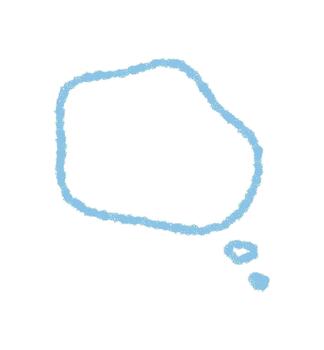 Wavy blue chalk bubble icon with soft contour. This speech cloud and message circle forms a chat textbox for comment or thought. Hand drawn style adds an abstract, modern touch in communication vector