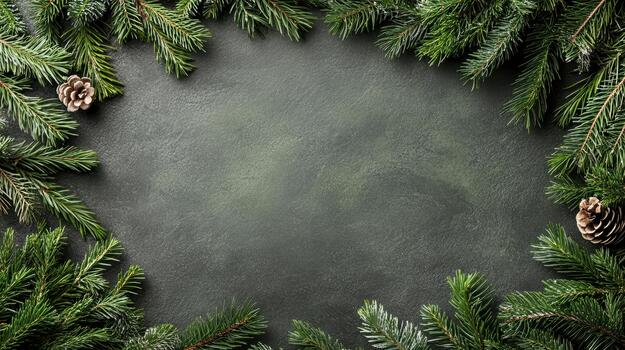 Navidad árbol ramas y conos en un negro antecedentes foto