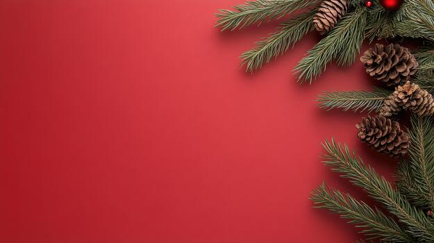 Navidad árbol ramas y rojo antecedentes foto