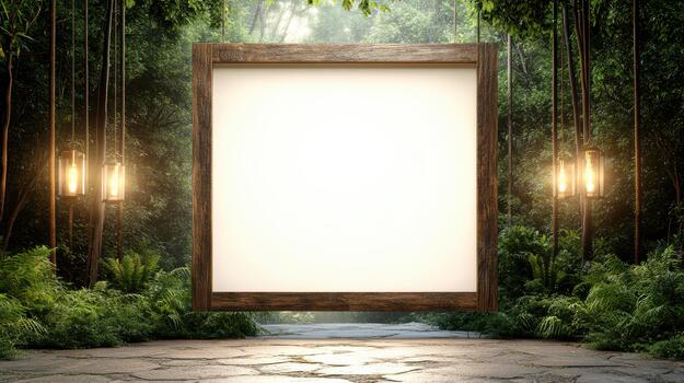 An empty frame in the middle of a forest photo