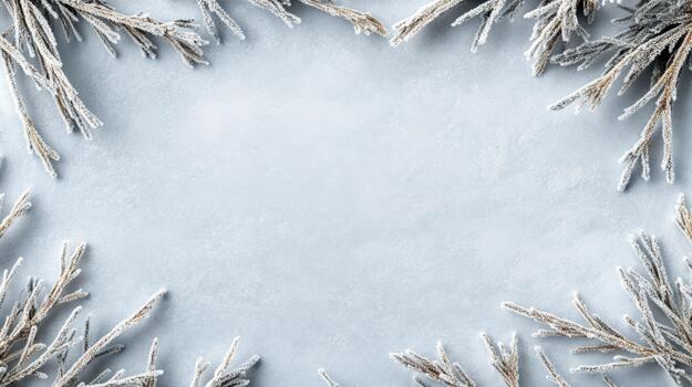 Winter christmas frame with fir branches on blue background photo