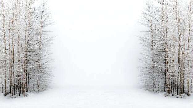 Winter landscape with trees and fog photo