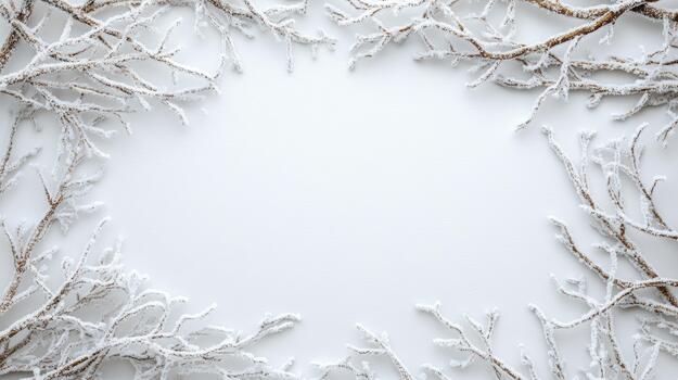 Winter frame with snow on white background photo