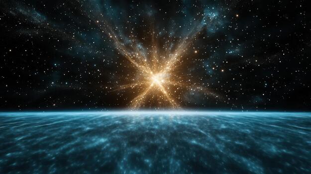 An image of a star shining over the ocean photo