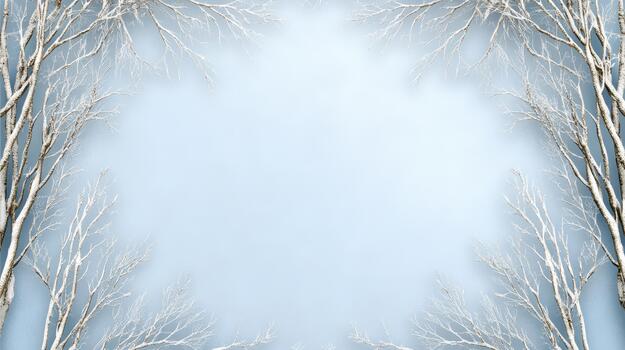 Winter frame with snow covered trees photo