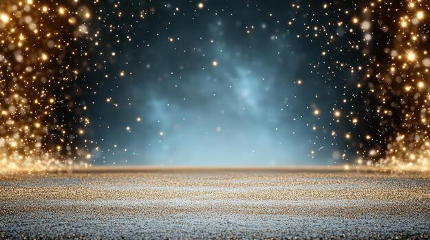Golden light shining on a stage with a spotlight photo