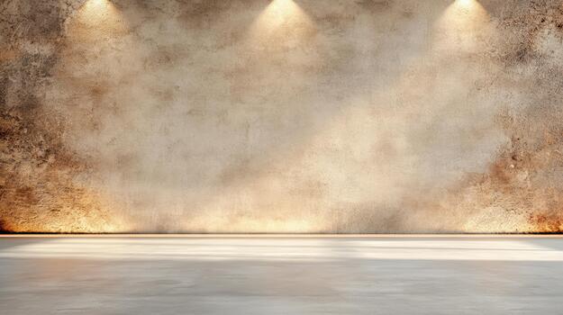 un vacío habitación con un pared y ligero bombillas foto