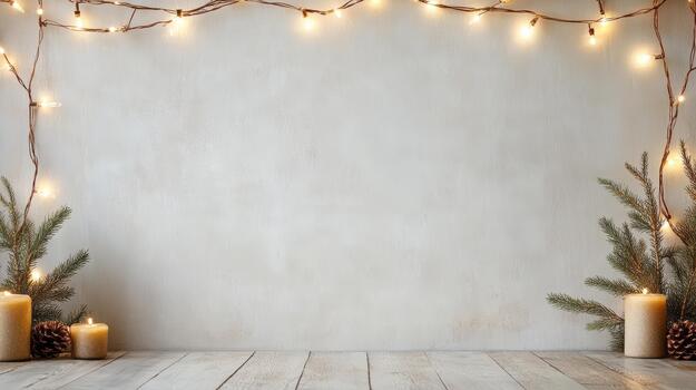 Christmas background with candles and fir branches photo