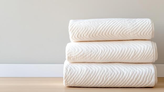 Three white towels stacked on top of each other photo