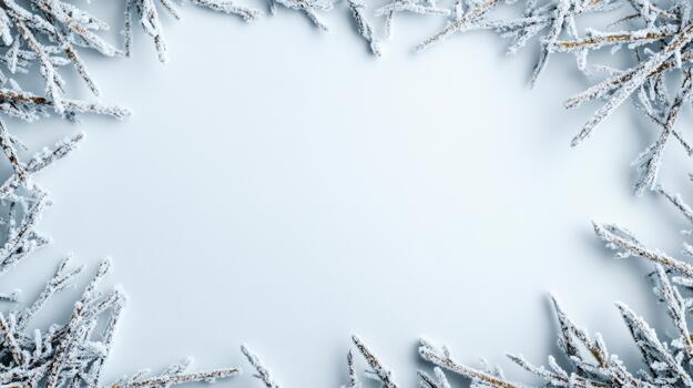 Winter frosty frame with copy space on white background photo